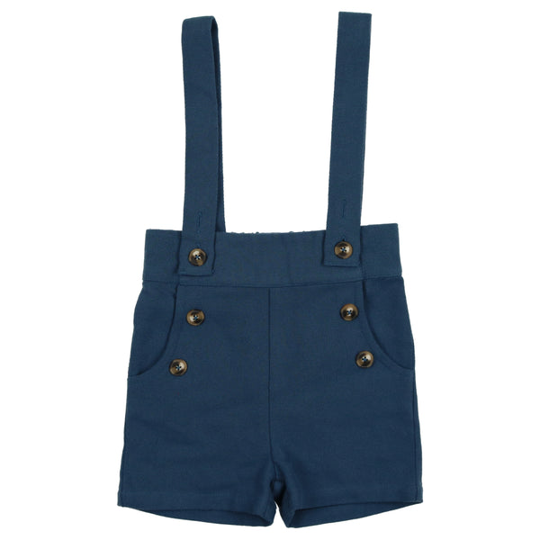 Kin + Kin Navy Woven Suspender Shorts