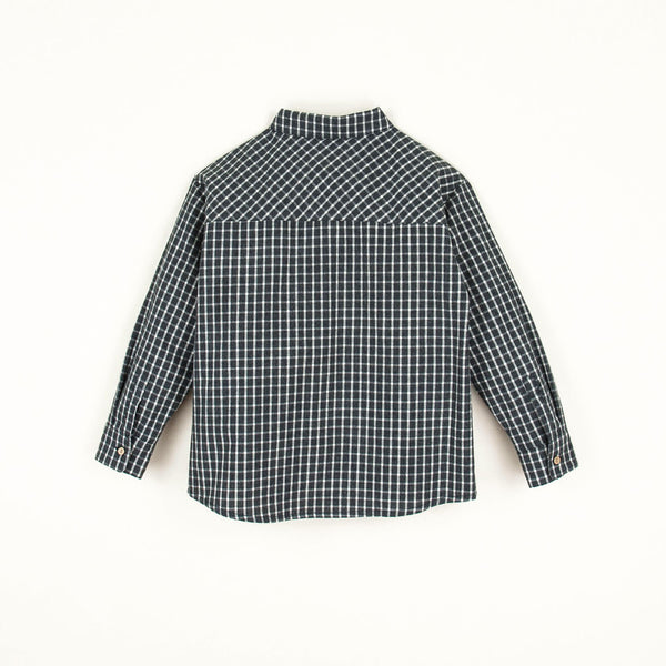 Popelin Mod.15.2 Black plaid shirt with pockets in organic fabric