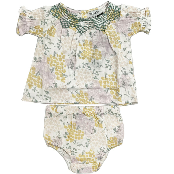 KIN + KIN EMBROIDERED TWO PIECE SET FLORAL