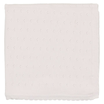 MEMA KNITS POINTELLE KNIT BLANKET WHITE 70X70