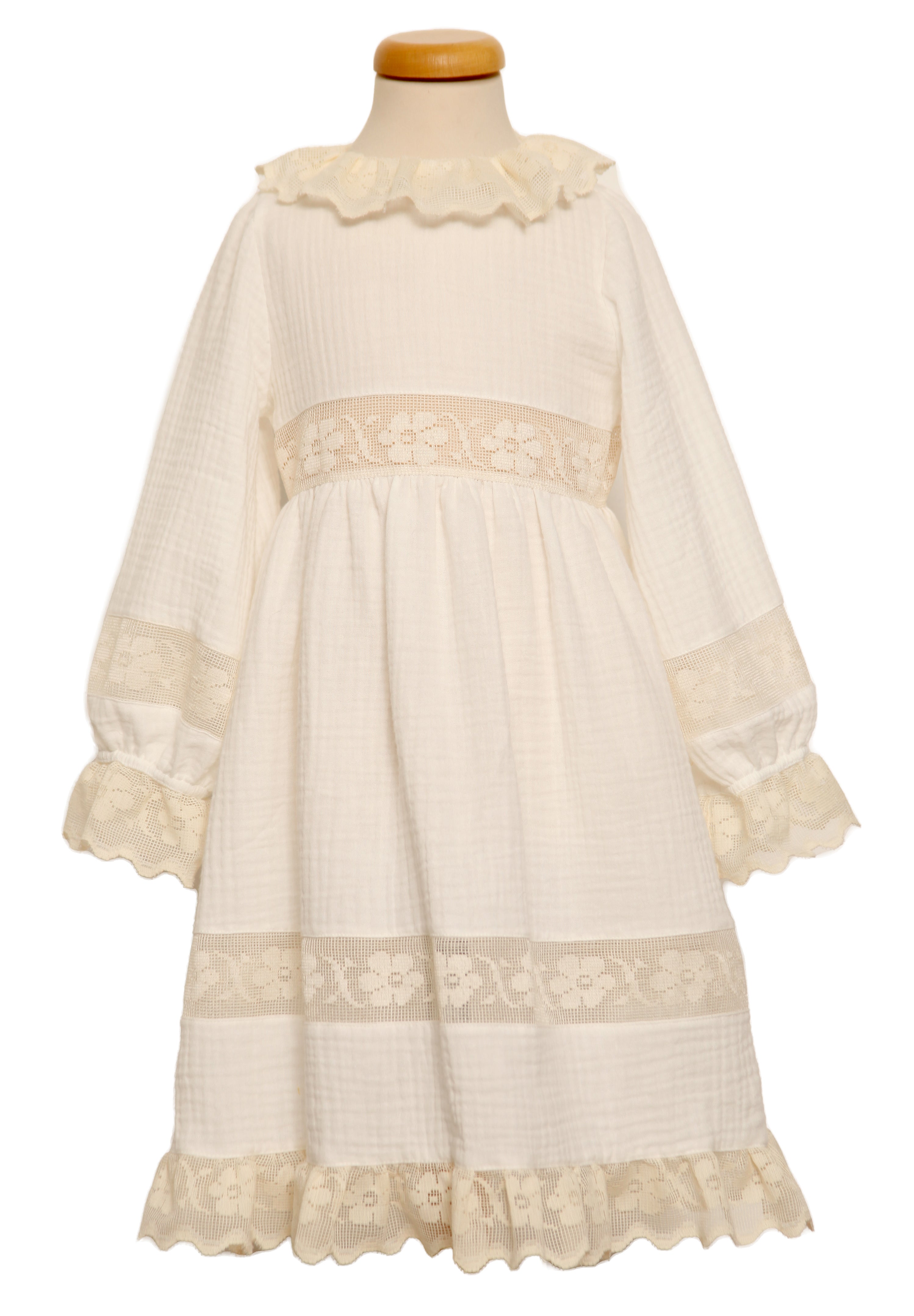 Little Eyelet Bol White Alice Dress - Buttons Bebe Little Eyelet Bol White Alice Dress - Buttons Bebe