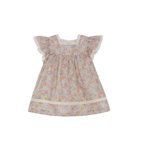 Cera Una Volta Printed cotton Multicolor Flower Baby Alissya Dress