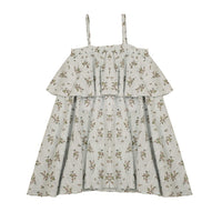 Belati Sea Ice Floral Flared Dress With Frill