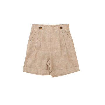 Belati NOUGAT BUTTON DETAIL PLAID PLEATED SHORTS