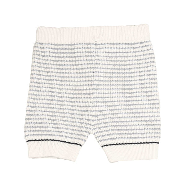 Belati Iris Flower Textured Striped Knit Shorts