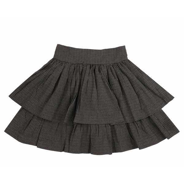 Belati  Black Small Plaid Two Layered Skirt