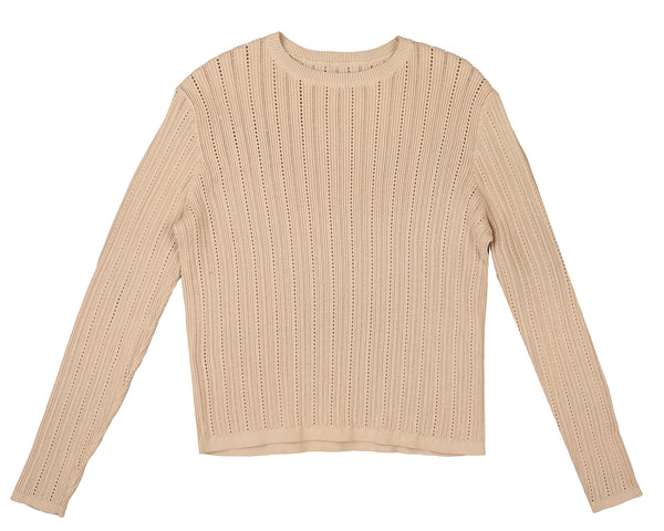 HEV Beige Basic Ribbed Knit Textured Shell