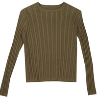 HEV Olive Basic Ribbed Knit Textured Shell