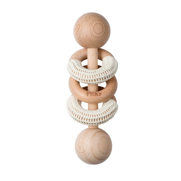 Picky Off-White Rattle With Crochet Rings