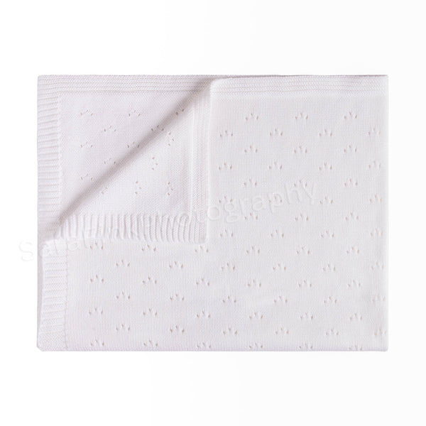 Pippin Organic Cotton Pointelle Knit Blanket Summer White