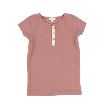Lil Legs Mauve Ribbed Short Sleeve Tab Tee