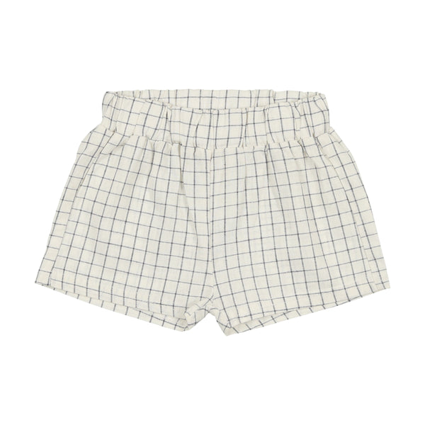 Analogie By Lil Legs Linen Pull On Shorts Blue Check