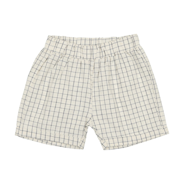Analogie By Lil Legs Linen Pull On Shorts Blue Check