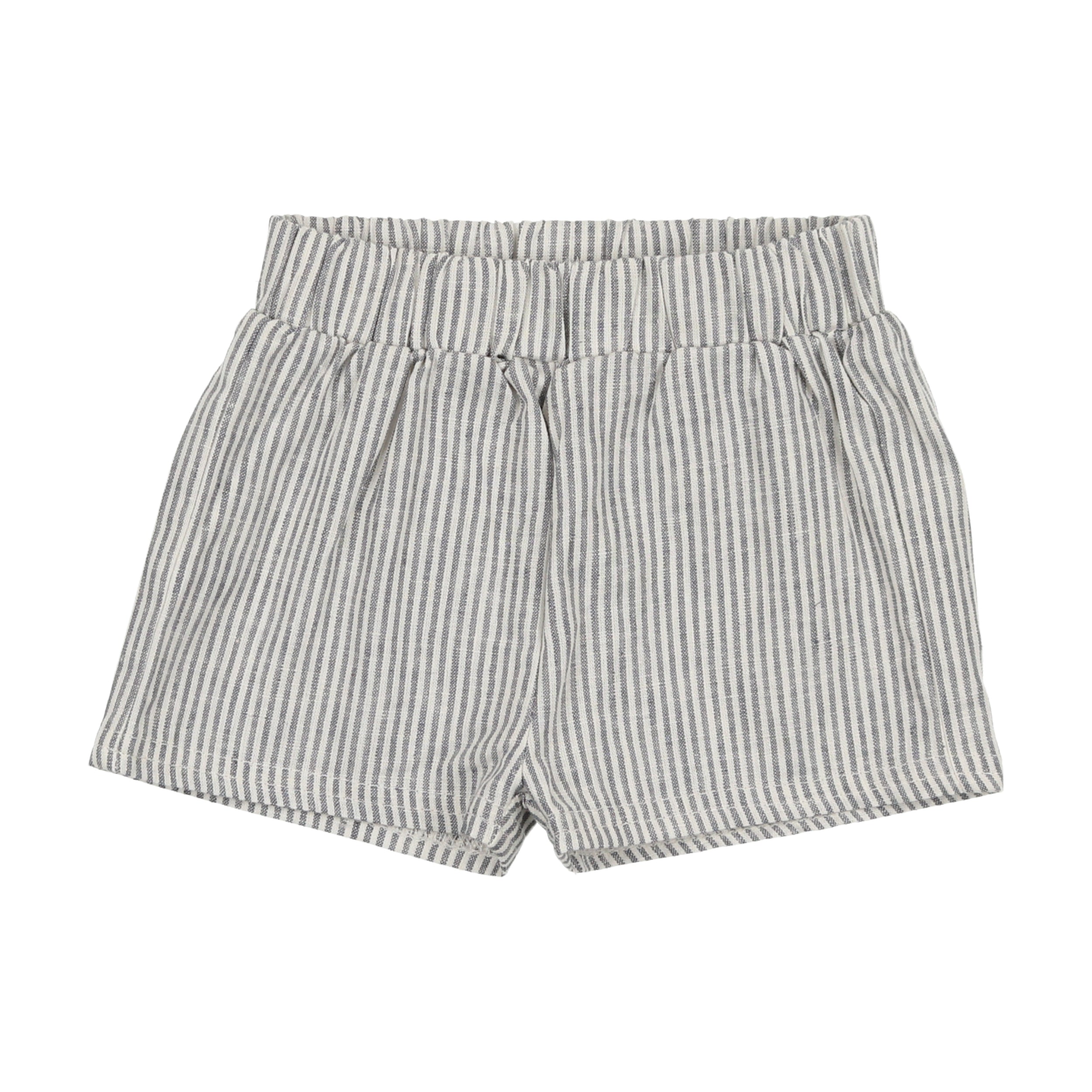 Analogie By Lil Legs Linen Pull On Shorts Blue Stripe - Buttons Bebe ...