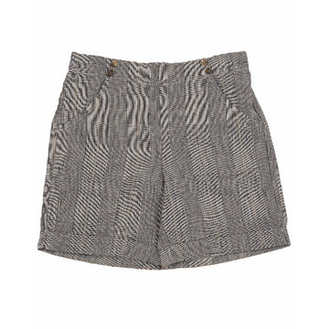 Noma Blue Linen Plaid Shorts With Button Detail