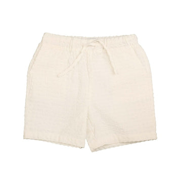 Noma White Square Textured Bermuda With Drawstrings