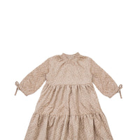 Noma Oatmeal Floral Tiered Cord Floral Dress
