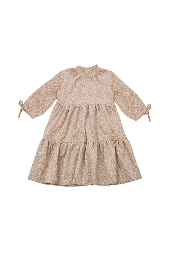 Noma Oatmeal Floral Tiered Cord Floral Dress