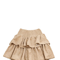 Noma Oatmeal Floral Smocked Waist Cord Layered Skirt