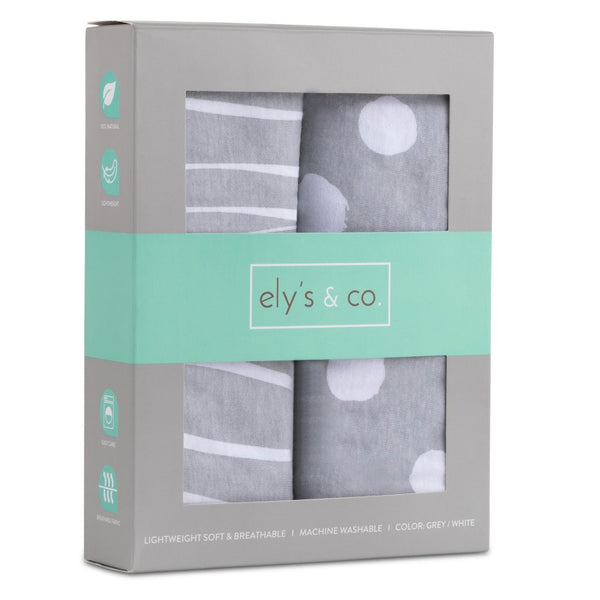 Ely's & Co Grey and White Abstract Crib Sheet Set