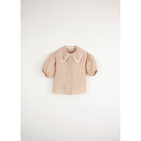 Popelin Pink organic blouse with embroidered collar 21.1