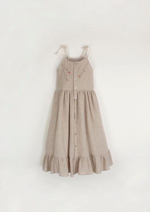 Popelin Sand organic dress with straps 35.2