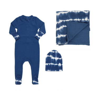 Little Parni Blue Tie Dye Cuff Layette Set