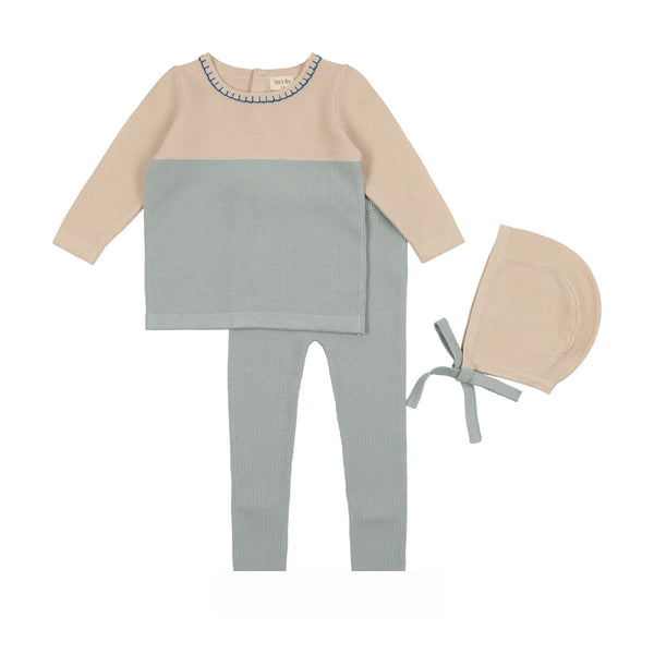 Bee & Dee Knit Two Piece Outfit-Dusk Blue Colorblock
