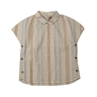 NOMA POWDER /CINNAMON STRIPED SIDE BUTTON SHIRT