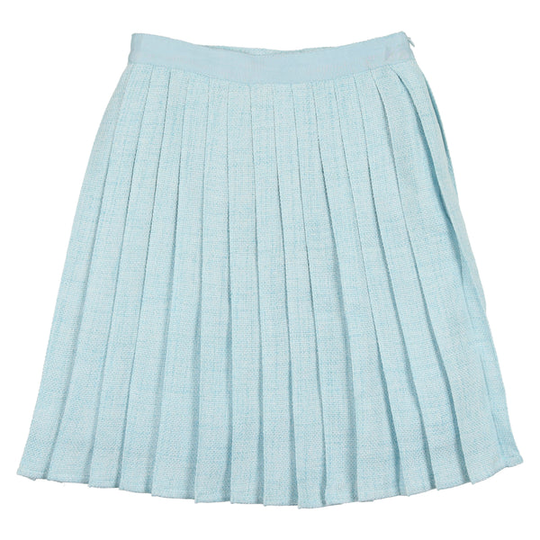 Coco Blanc Pale Blue Woven Pleated Skirt