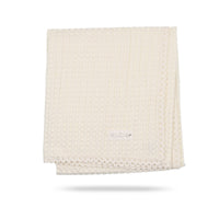 Peluche Cream Waffle Blanket with Lace Trim