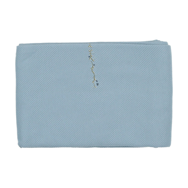 Bee & Dee Embroidered Linen Pointelle Collection-Sea Blue Blanket