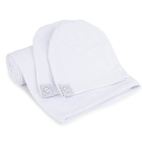 Ely's & Co White Jersey Knit Cotton Swaddle Blanket and Beanie Gift Set