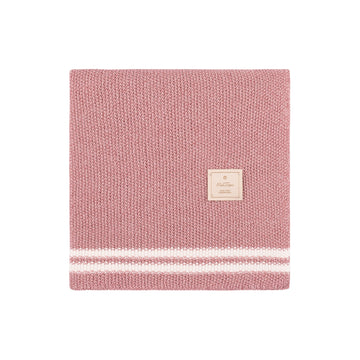 Mon Tresor Ash Rose Duo Stripe Chunky-Knit Blanket