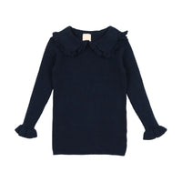 Analogie By Lil Legs Ruffle Collar Knit Sweater Navy