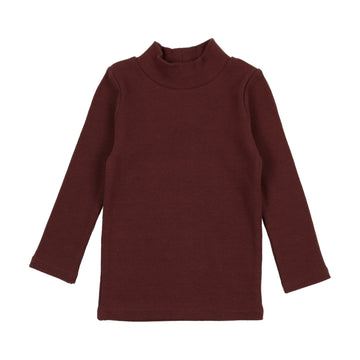Lil Legs Ribbed Mock Neck Brick