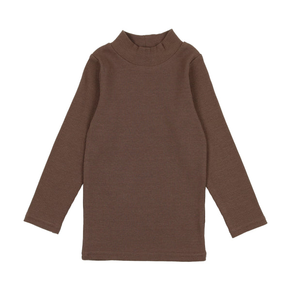 Lil Legs Ribbed Mock Neck Taupe