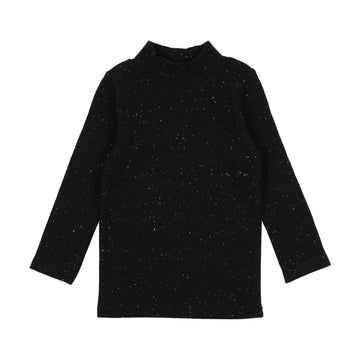 Lil Legs Ribbed Mock Neck Black Speckle