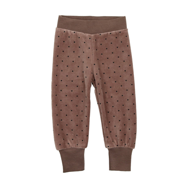 Lil Legs Velour Sweatpants Dotted Taupe
