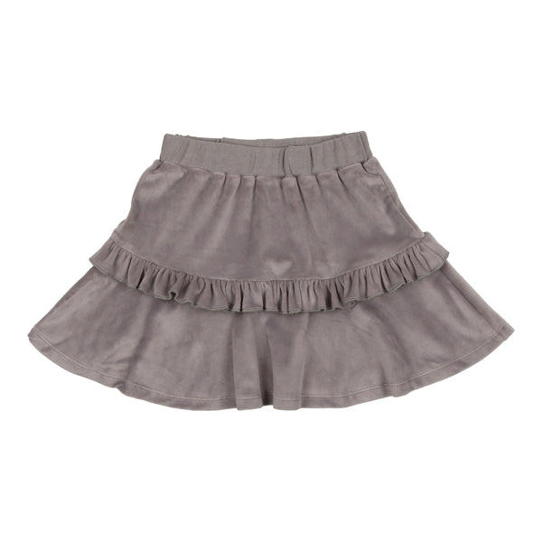 Montee Grey Velour Ruffle Skirt