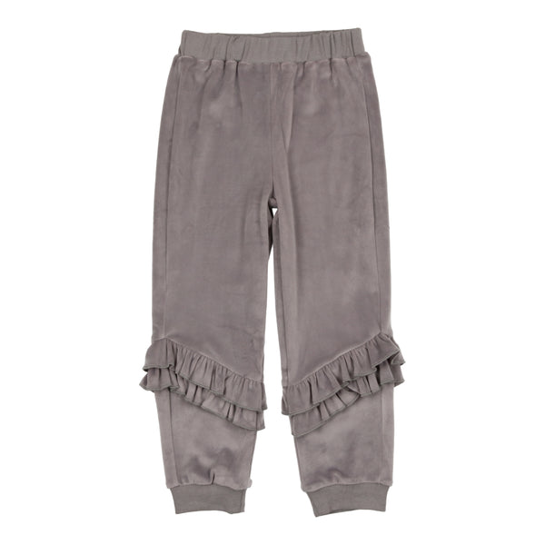 Montee Grey Velour Ruffle Joggers