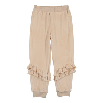 Montee Cream Velour Ruffle Joggers