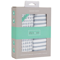 Ely's & Co Misty Blue Stripes & Splash Waterproof Crib Sheet Set