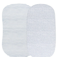 Ely's & Co Misty Blue Stripes & Splash Waterproof Bassinet Sheet Set