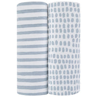Ely's & Co Misty Blue Stripes & Splash Waterproof Pack N' Play Sheet Set