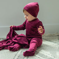 Cuddle & Coo Velour Tracksuit Wine Hat
