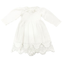 Pernille LA ROBE NEIGE PURE WHITE WITH EMBROIDED FRILL COLLAR FOR GIRLS