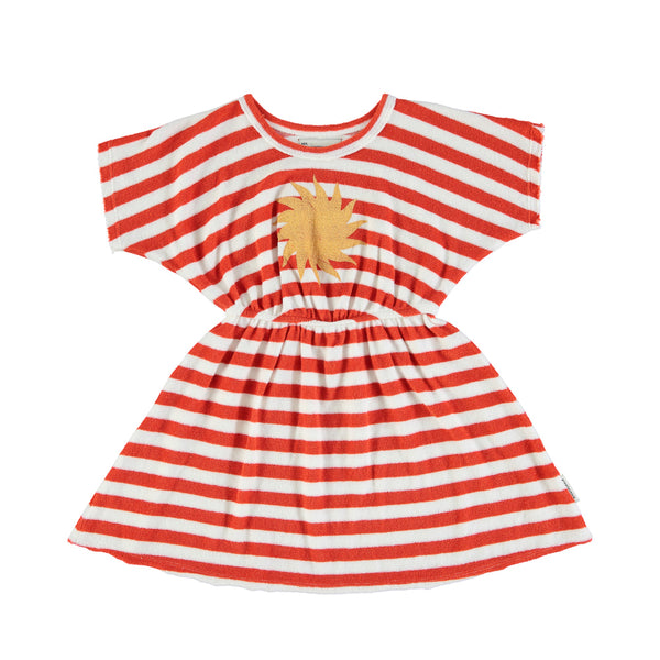 Piupiuchick Short dress | red & ecru stripes