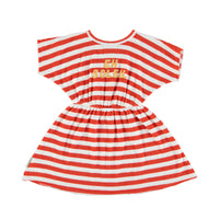 Piupiuchick Short dress | red & ecru stripes