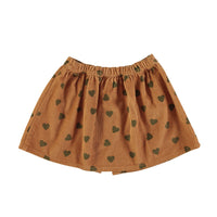 Piupiuchick knee-length skirt w/ pockets | brown w/ green hearts